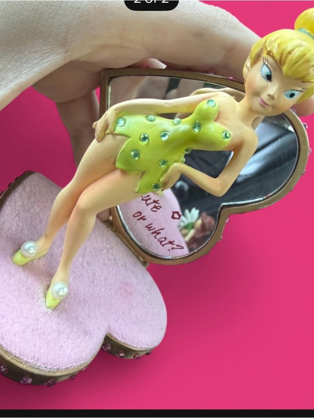 Green Tinker Fairy Compact Mirror with Figurine